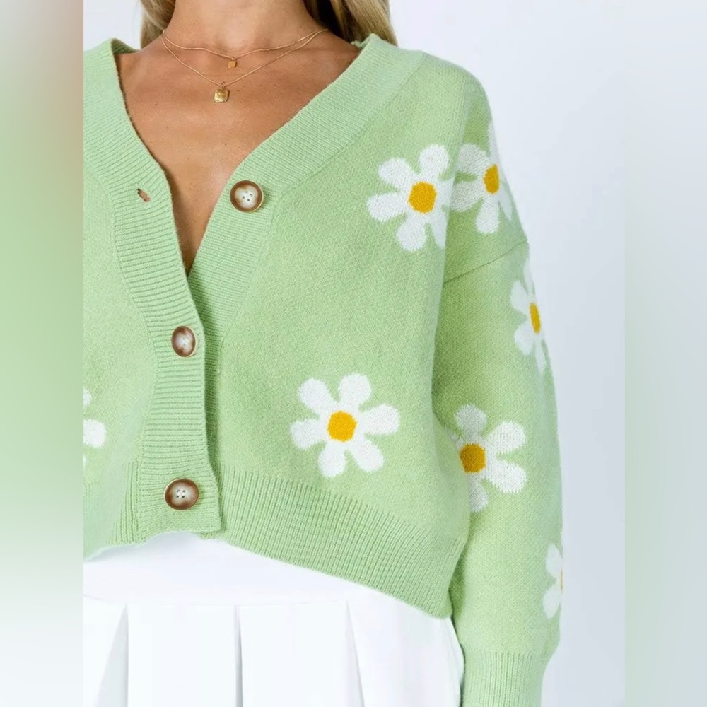 Princess Polly Petal Cardigan Green M/L